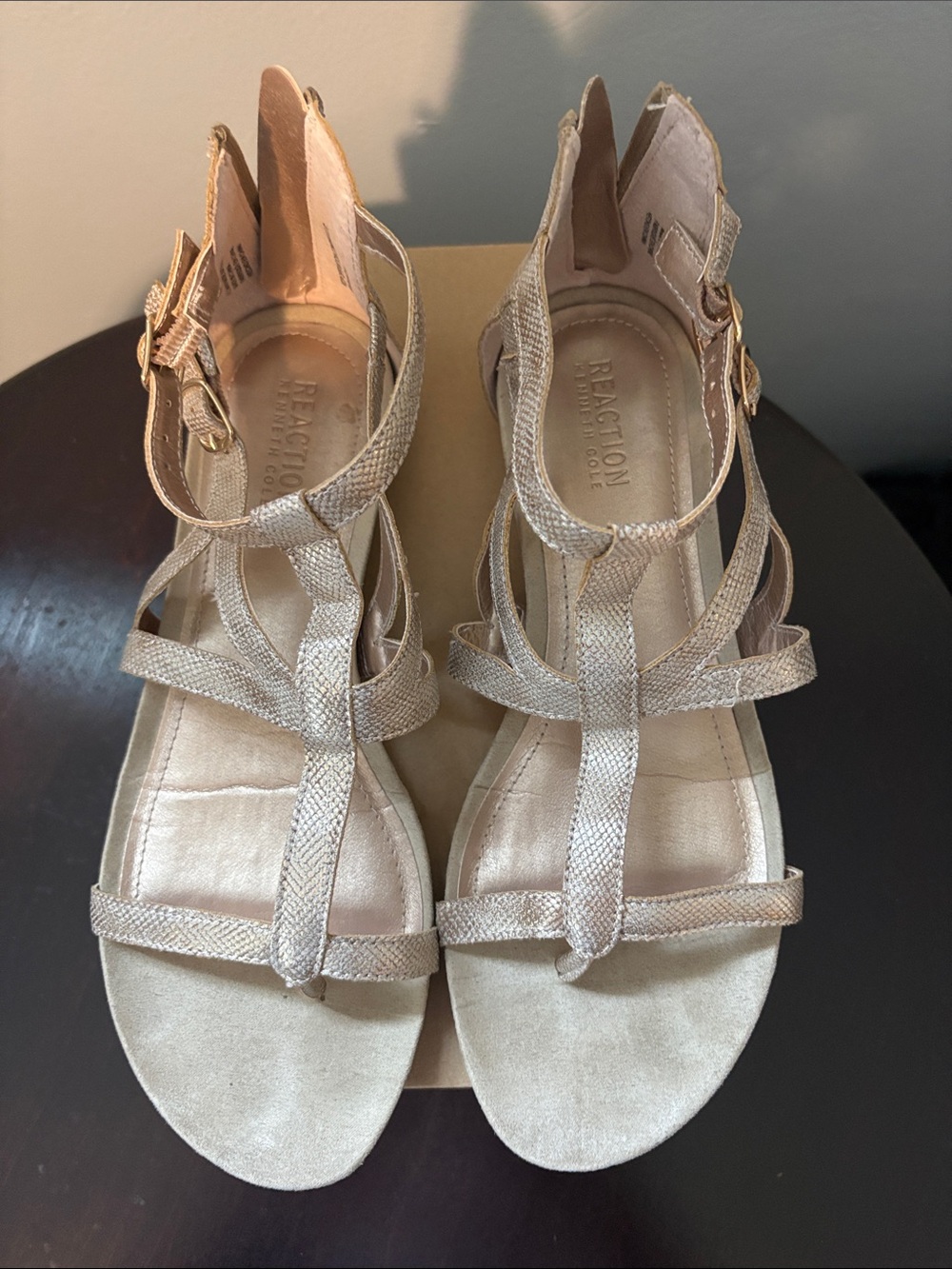 Kenneth Cole Reaction Women's Gladiator Sandals in Metallic Gold
